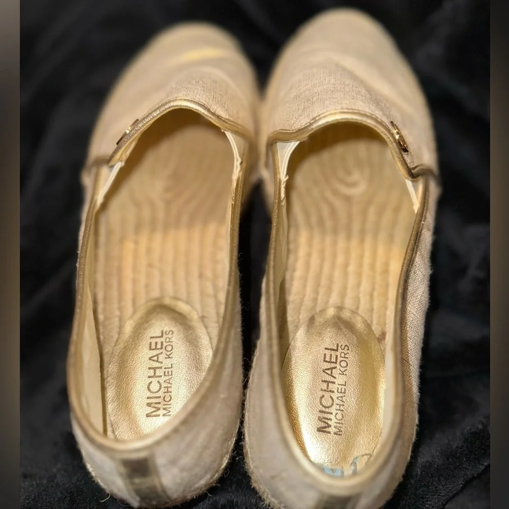 MICHAEL Michael Kors Gold Espadrilles with Shimmer Finish